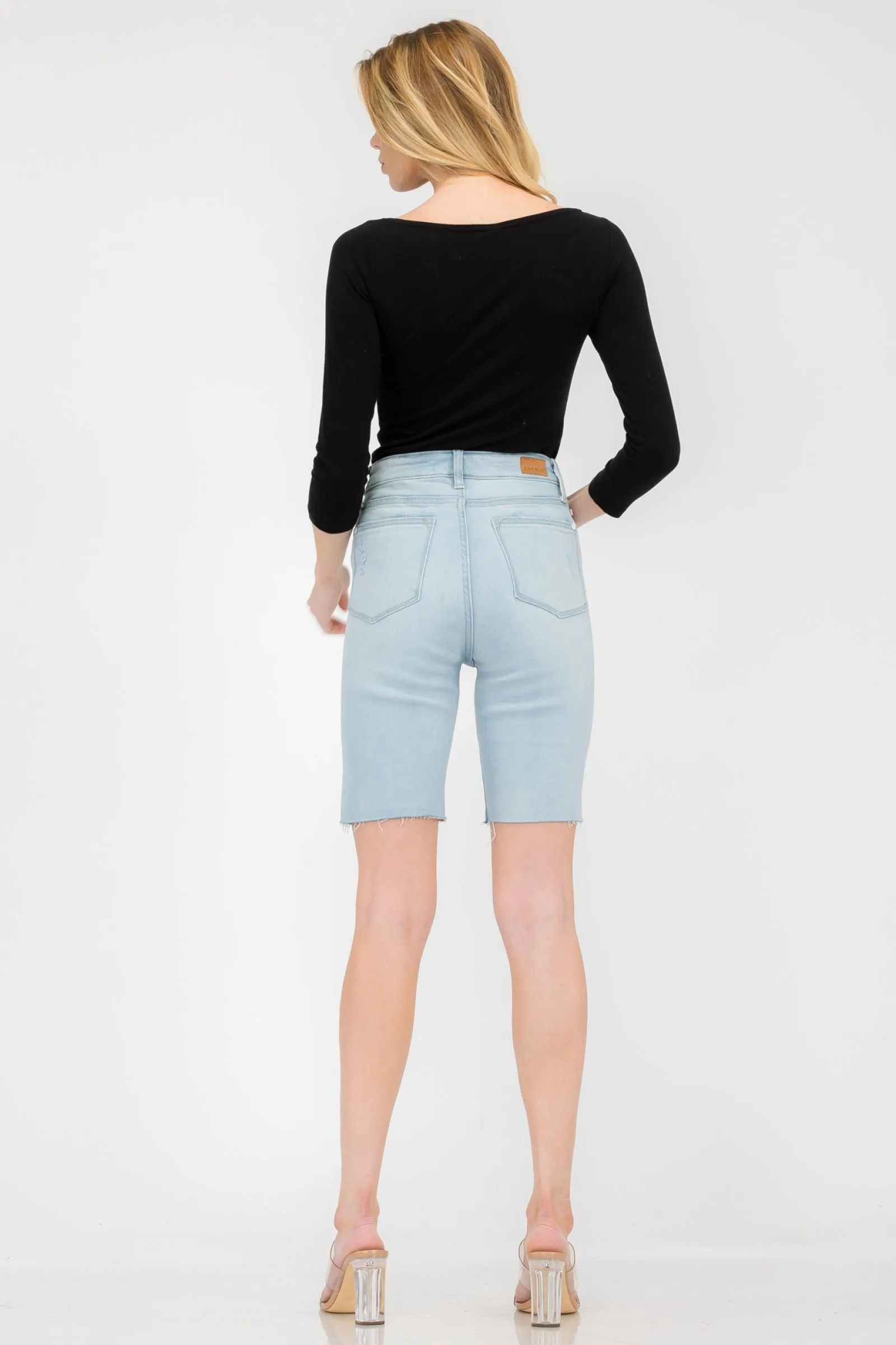 Judy Blue Reg/Plus High Rise Destroyed Cut Off Bermuda Shorts
