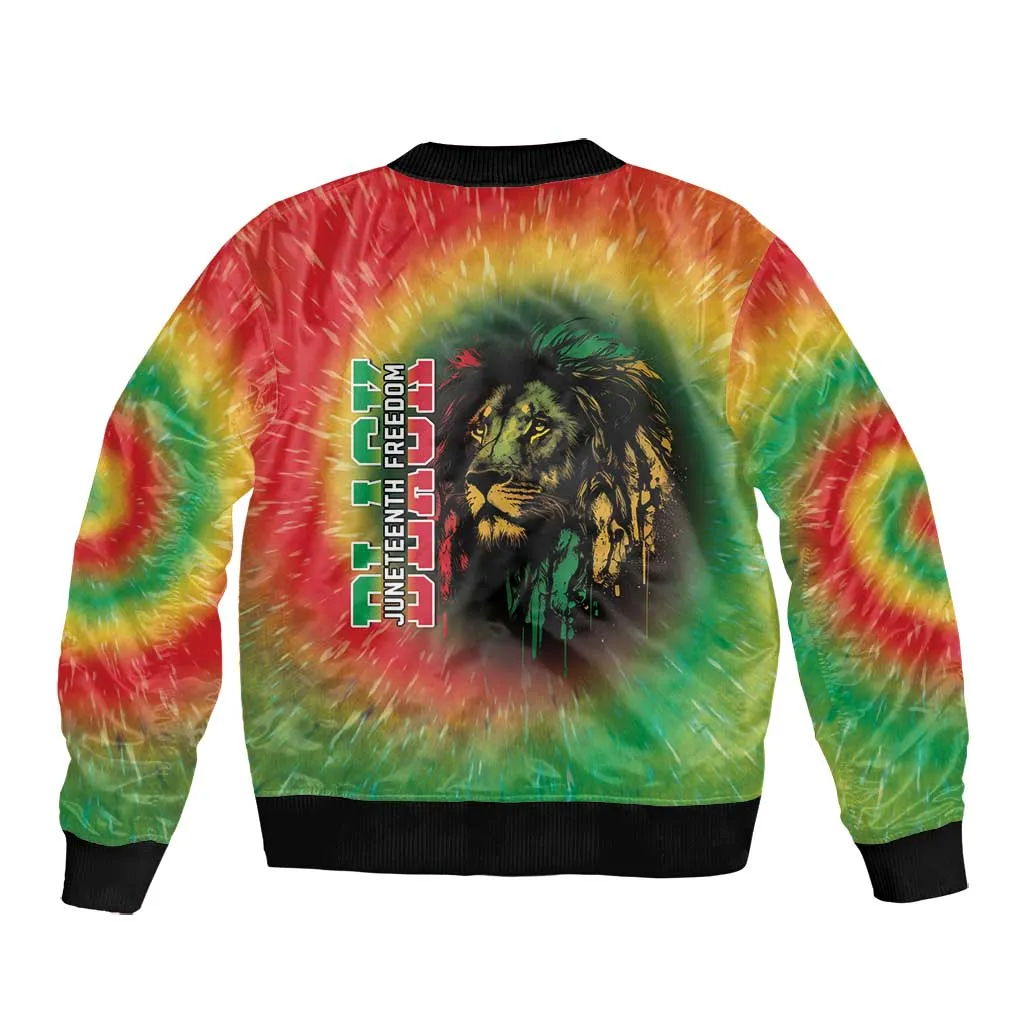 Juneteenth Freedom Day Bomber Jacket Reggae Tie Dye Style LT05