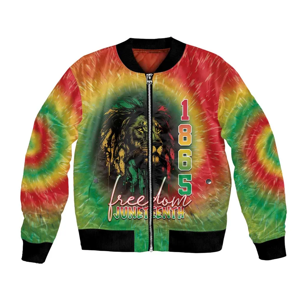 Juneteenth Freedom Day Bomber Jacket Reggae Tie Dye Style LT05