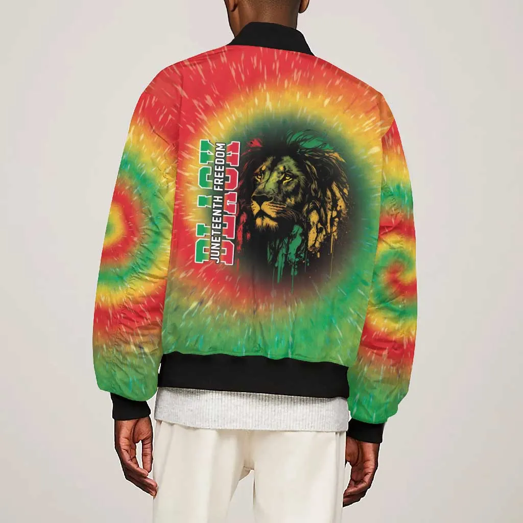 Juneteenth Freedom Day Bomber Jacket Reggae Tie Dye Style LT05