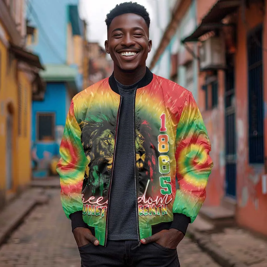 Juneteenth Freedom Day Bomber Jacket Reggae Tie Dye Style LT05