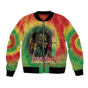Juneteenth Freedom Day Bomber Jacket Reggae Tie Dye Style LT05