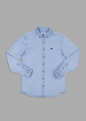 JUST ANOTHER FISHERMAN Stamp Denim Work Shirt - Light Blue