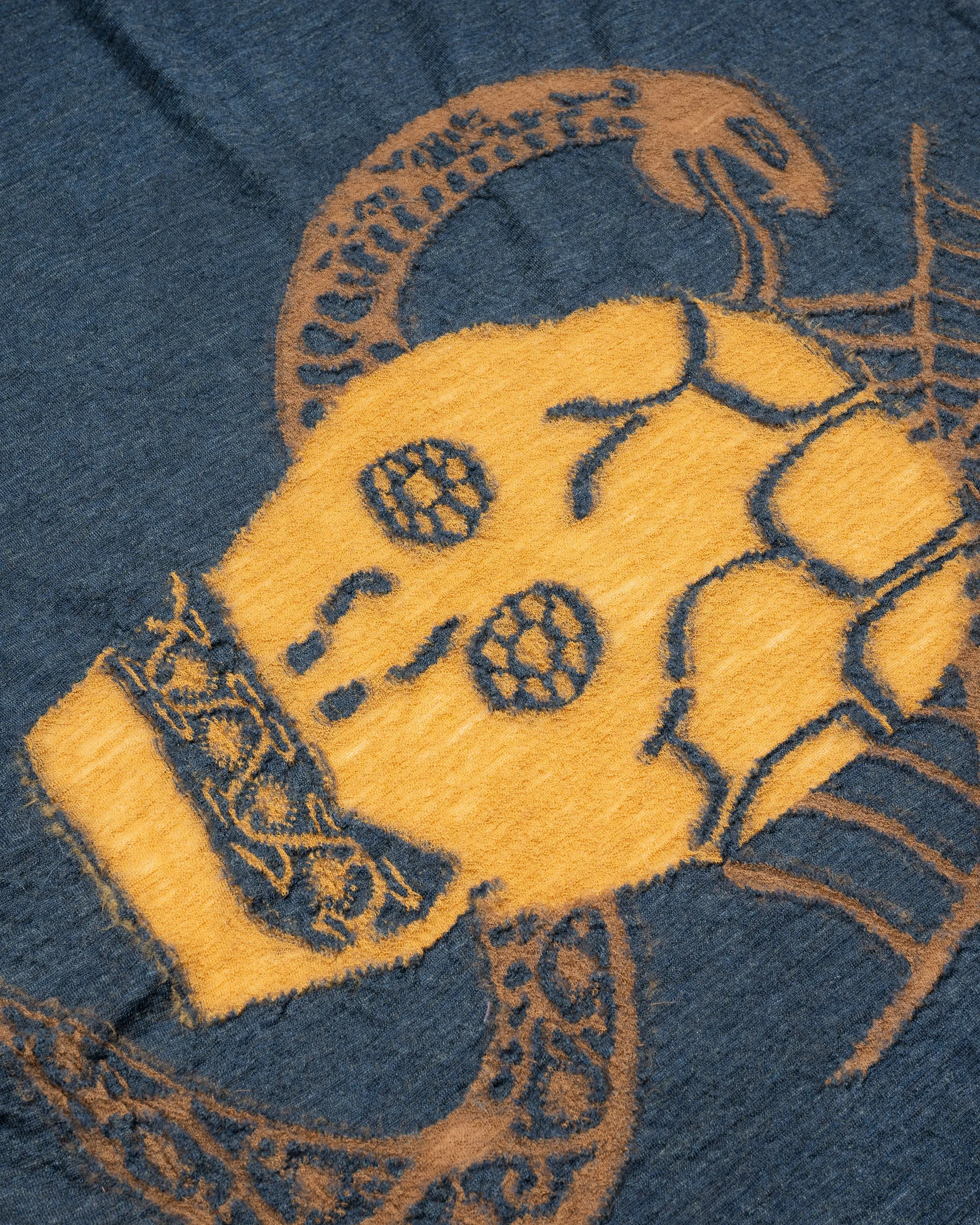Kapital Navy Coptic Skull Fulling Wool Scarf