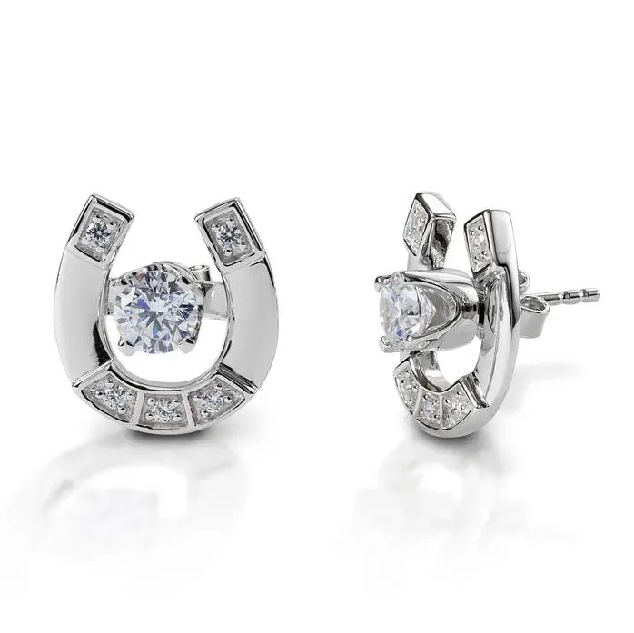 Kelly Herd Earrings Stud with Horseshoe Jacket - Sterling Silver