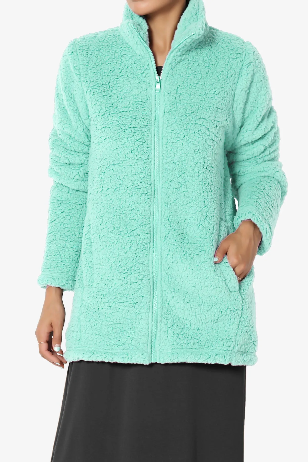 Kenmar High Neck Short Slim Teddy Jacket