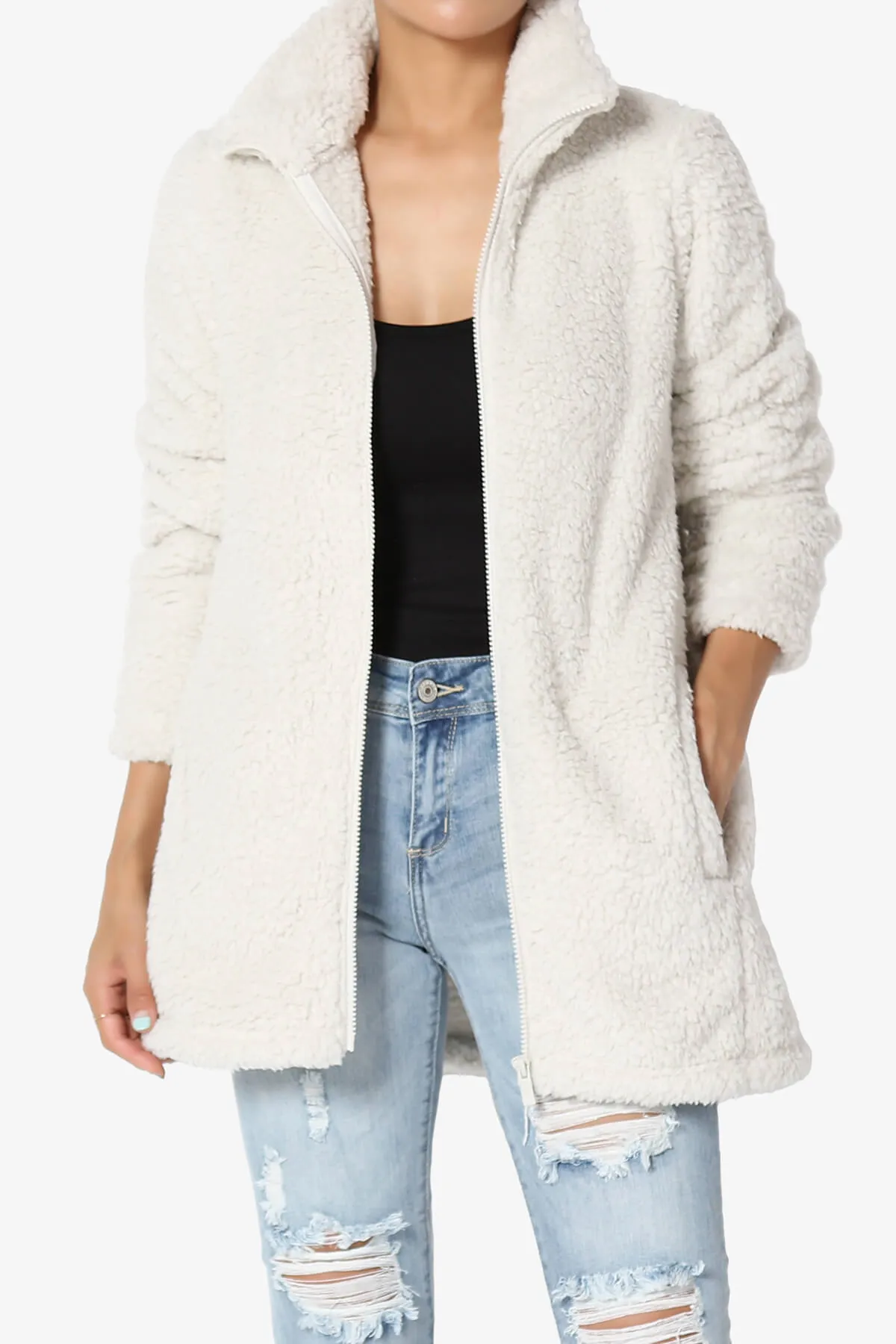 Kenmar High Neck Short Slim Teddy Jacket