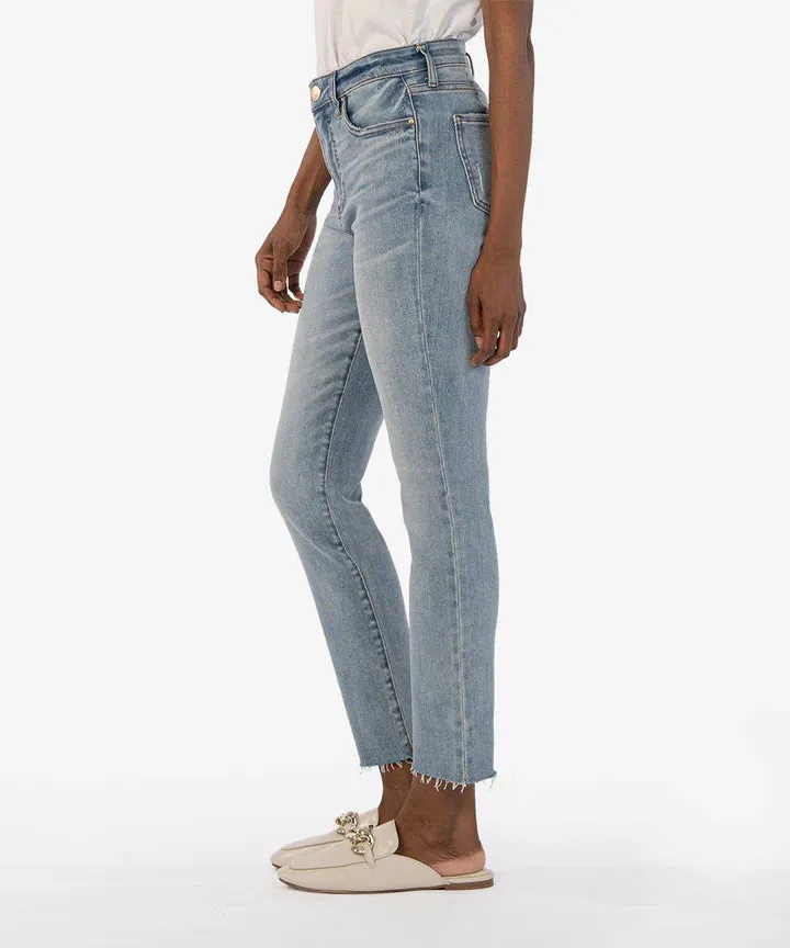 Kut from the Kloth Reese High Rise Fab Ab Ankle Straight Jeans in Circulated Wash