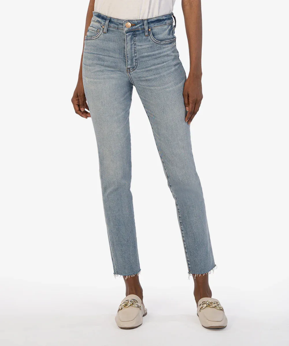 Kut from the Kloth Reese High Rise Fab Ab Ankle Straight Jeans in Circulated Wash