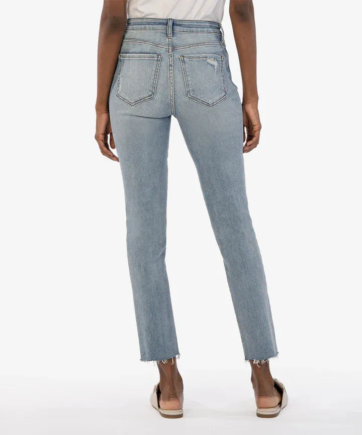 Kut from the Kloth Reese High Rise Fab Ab Ankle Straight Jeans in Circulated Wash
