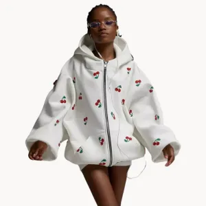 Kyra | white women's cherry print jacket