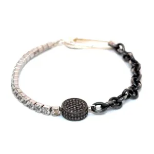 Lab Grown White Sapphire Pave Diamond Silver Bracelet
