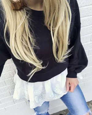 Laced Sweatshirt in Charcoal
