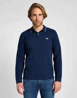 Lee Men's Long Sleeve Pique Polo In Mood Indigo