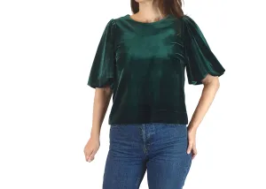 Leonard St green velvet half sleeve top size 8