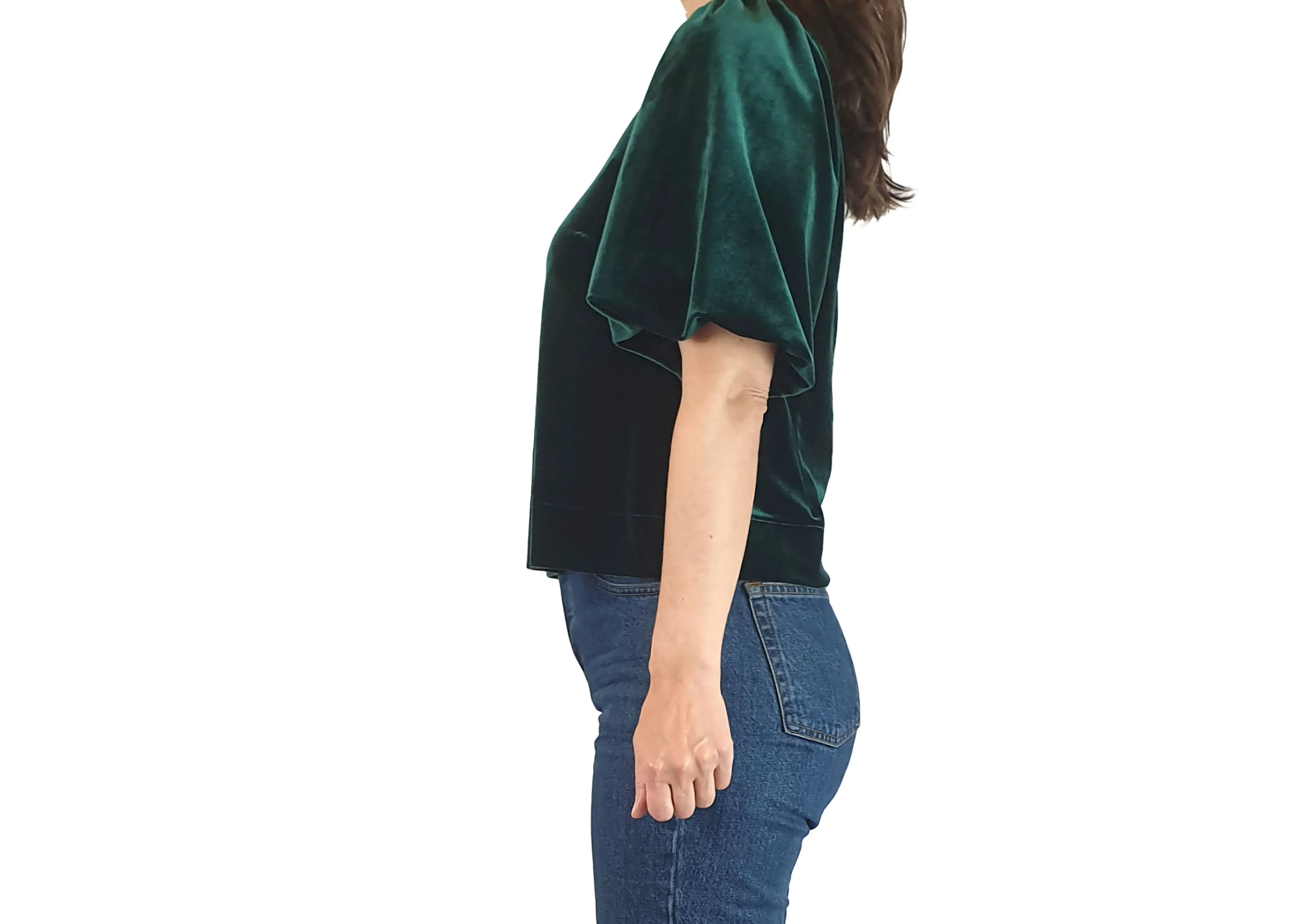 Leonard St green velvet half sleeve top size 8