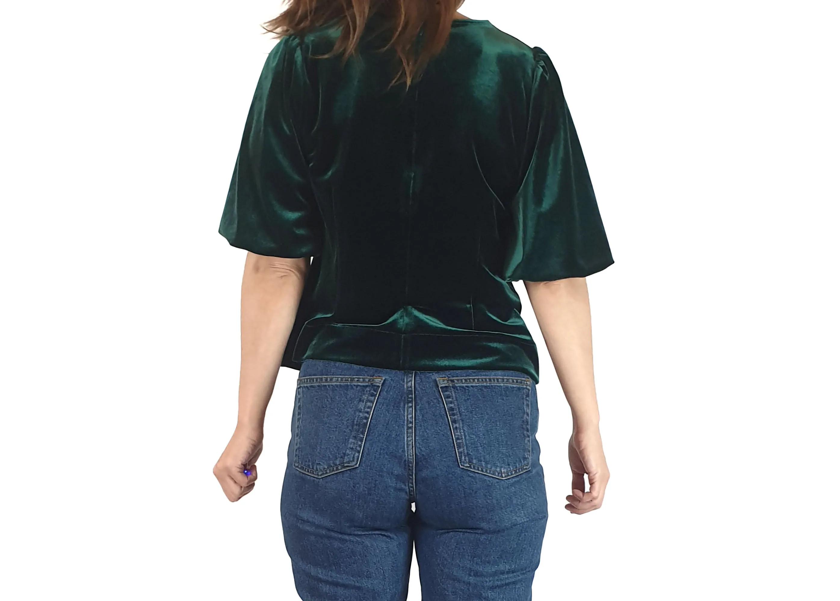 Leonard St green velvet half sleeve top size 8