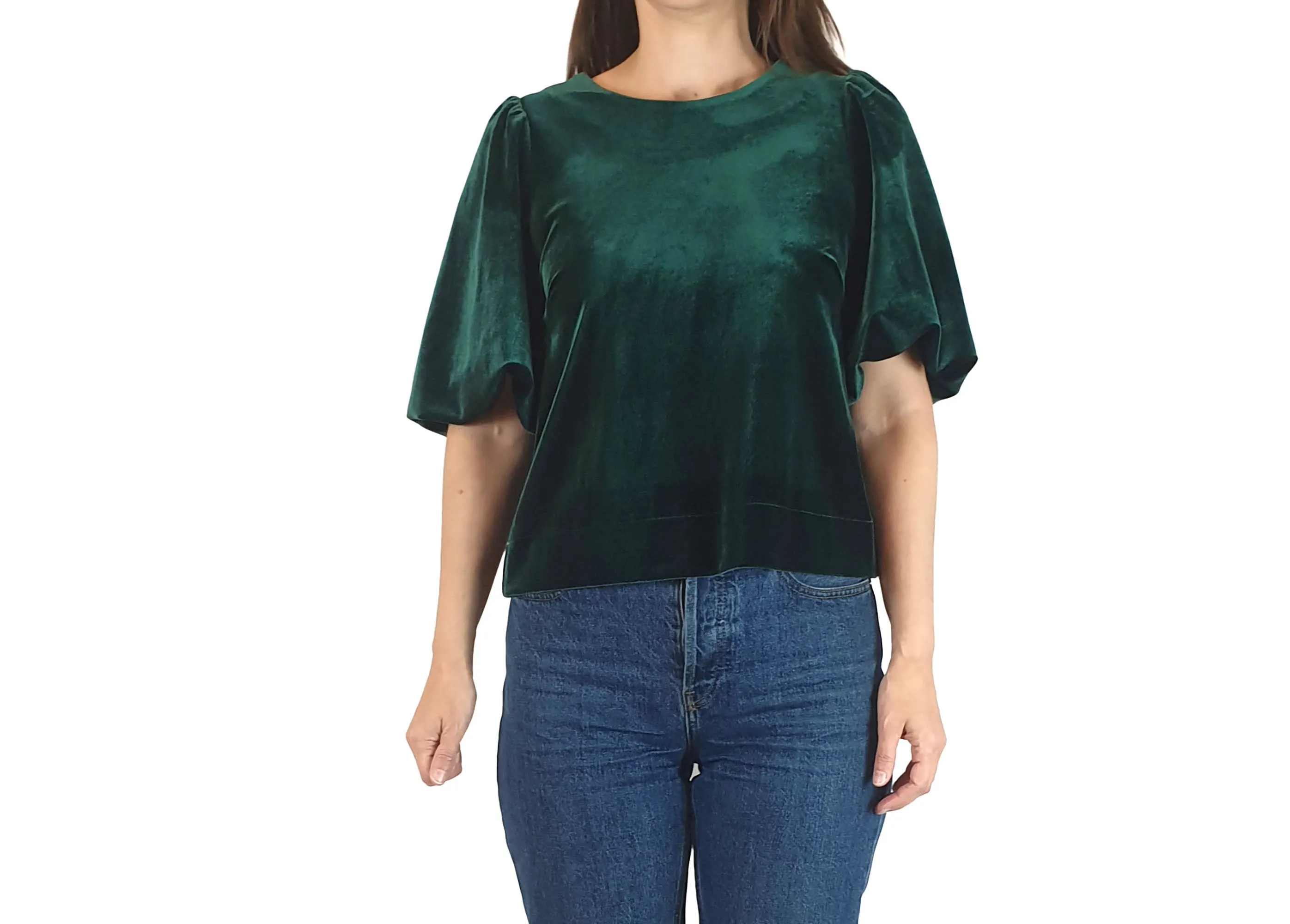 Leonard St green velvet half sleeve top size 8