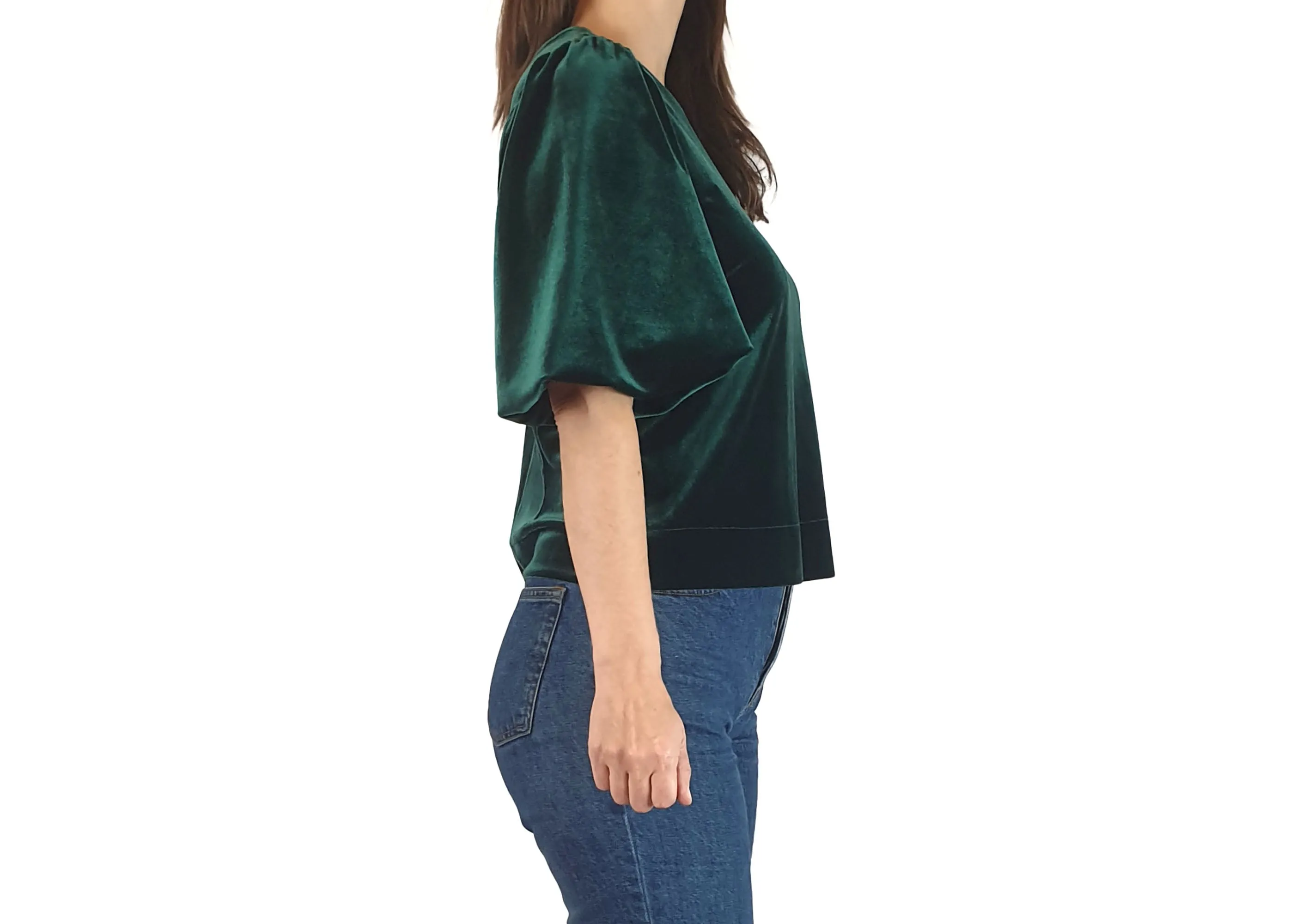 Leonard St green velvet half sleeve top size 8