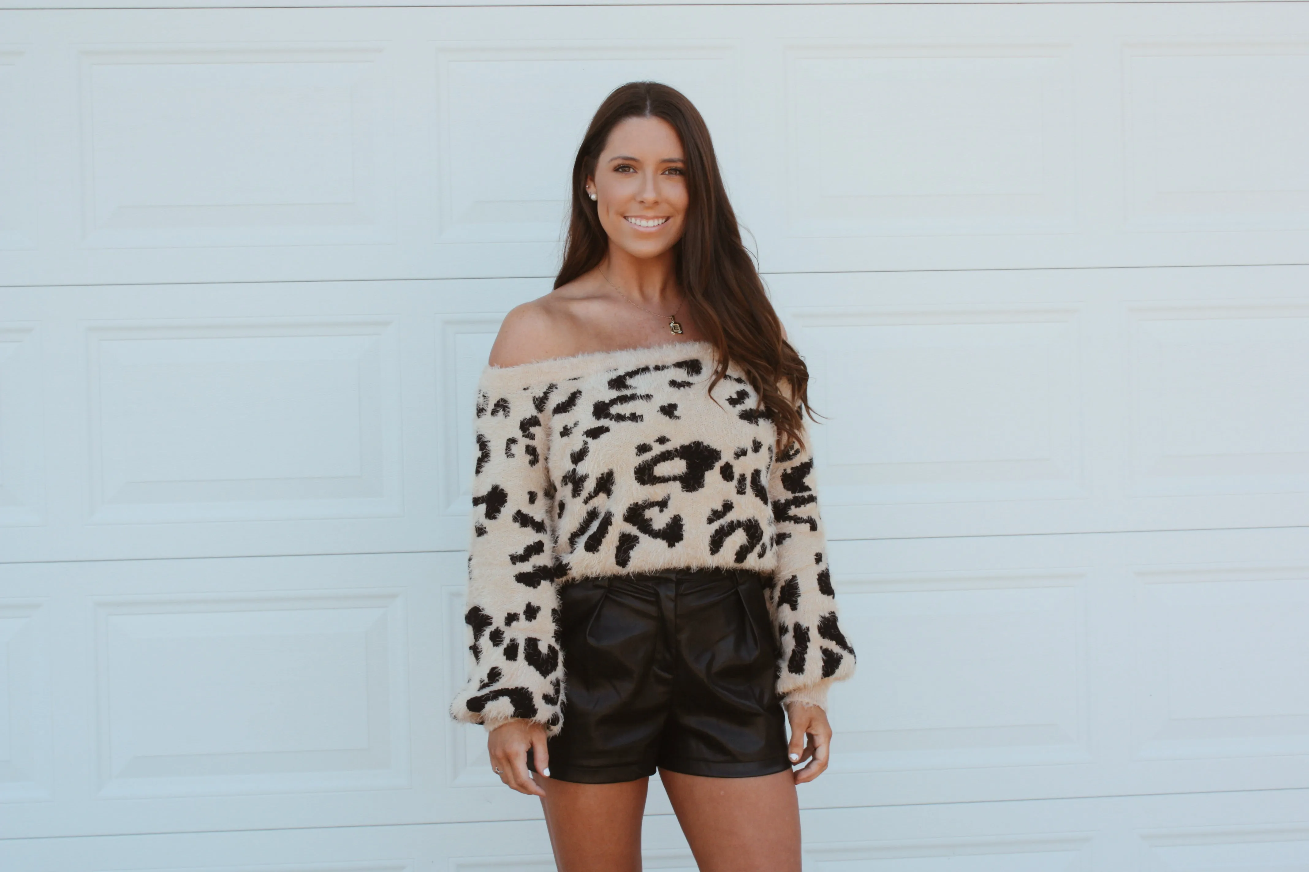 Leopard Print Sweater Tan/ Black