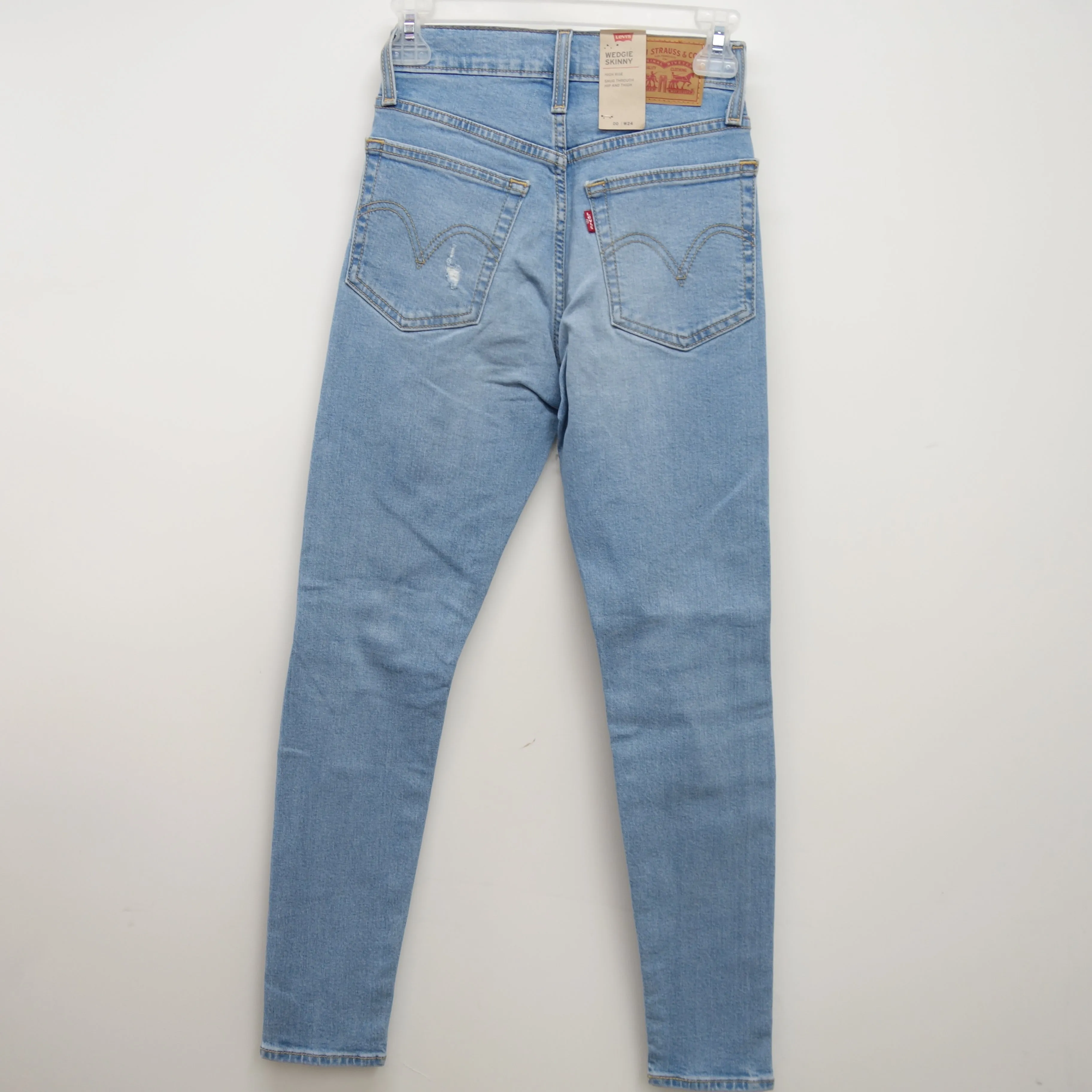 Levi's Wedgie Skinny Light Blue Ripped Denim Slim Skinny Denim Jeans Size 00M / 24 x 27