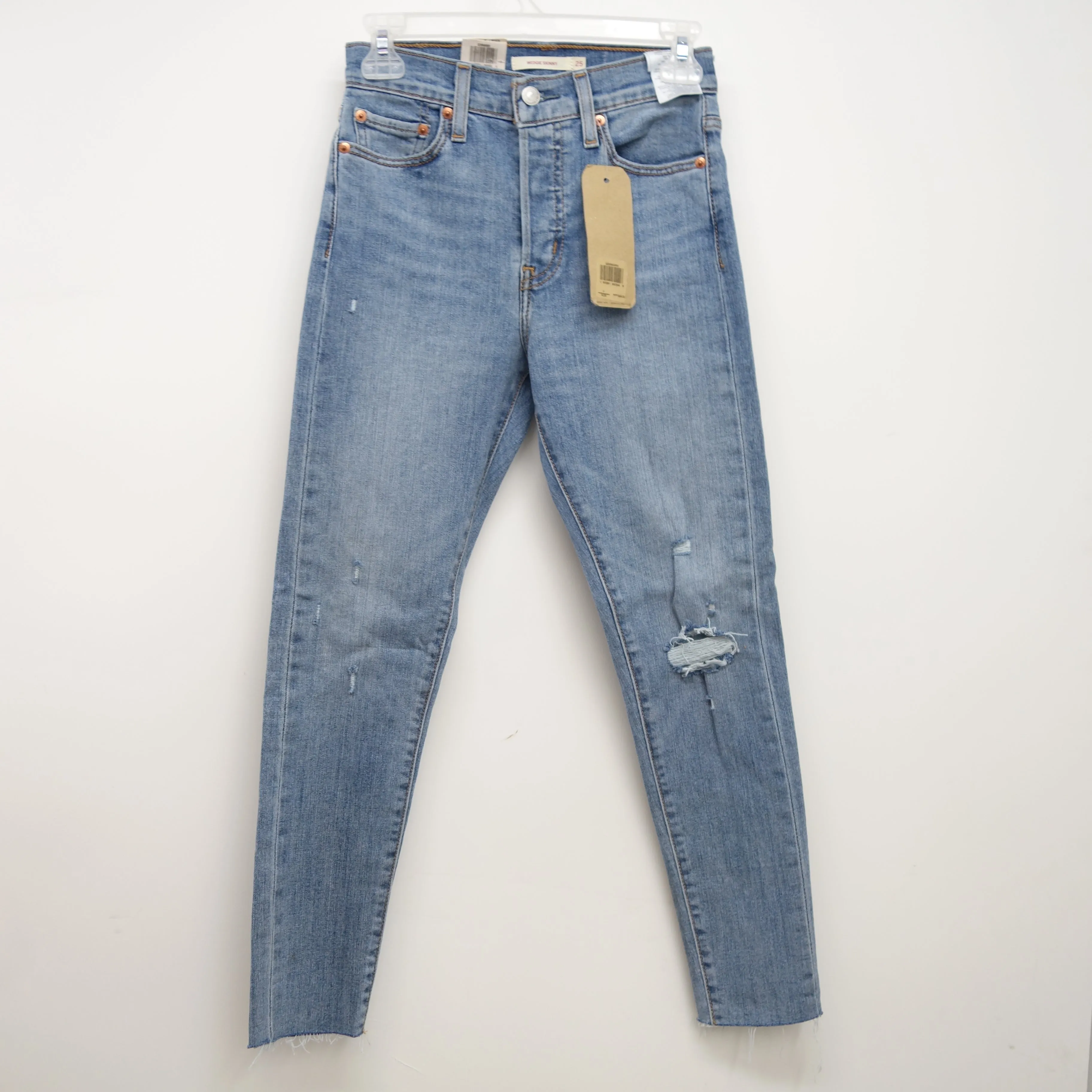 Levi's Wedgie Skinny Light Blue Ripped Denim Slim Skinny Denim Jeans Size 0M / 25 x 27
