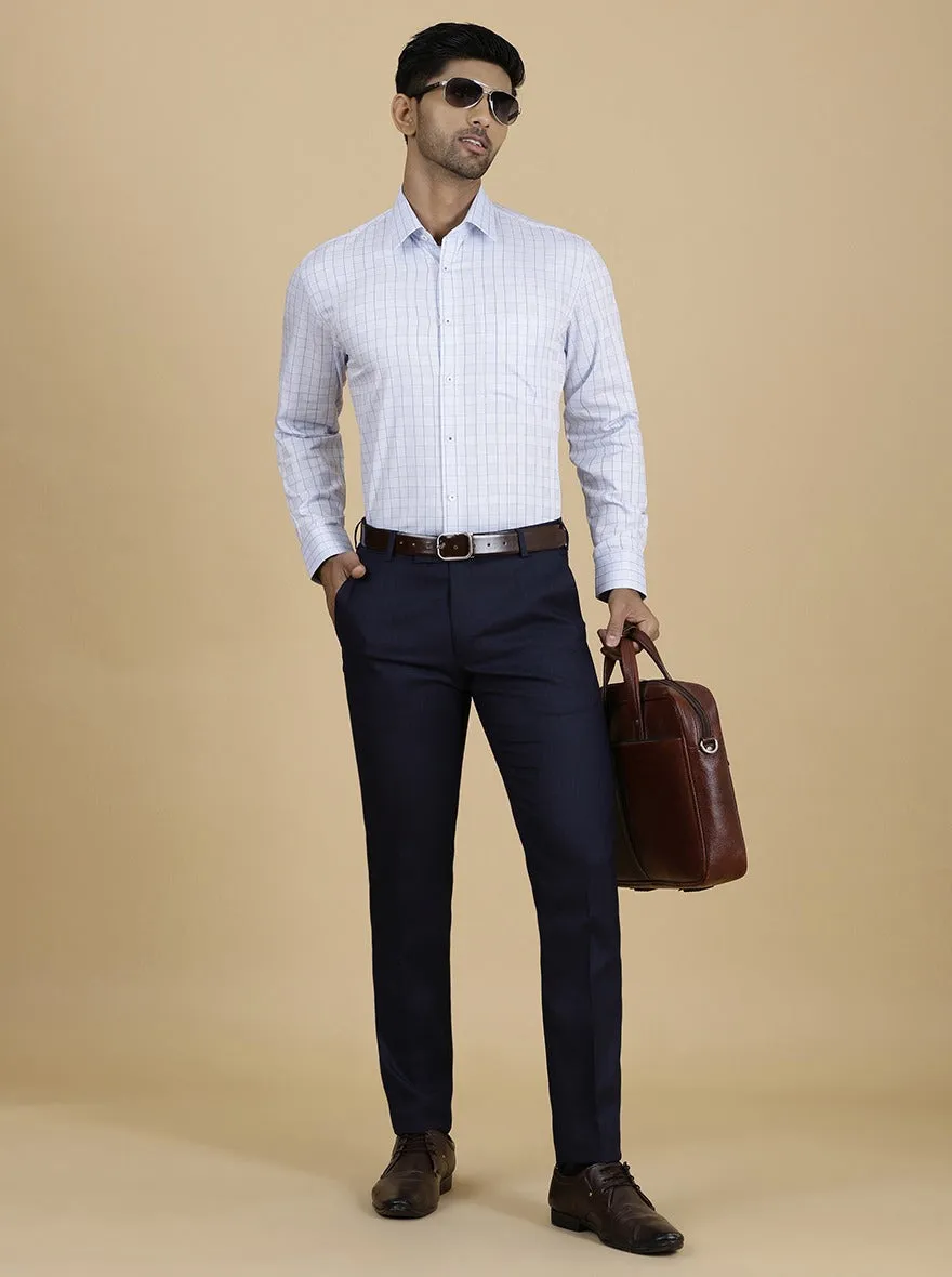 Light Blue Checked Regular Fit Formal Shirt | JadeBlue