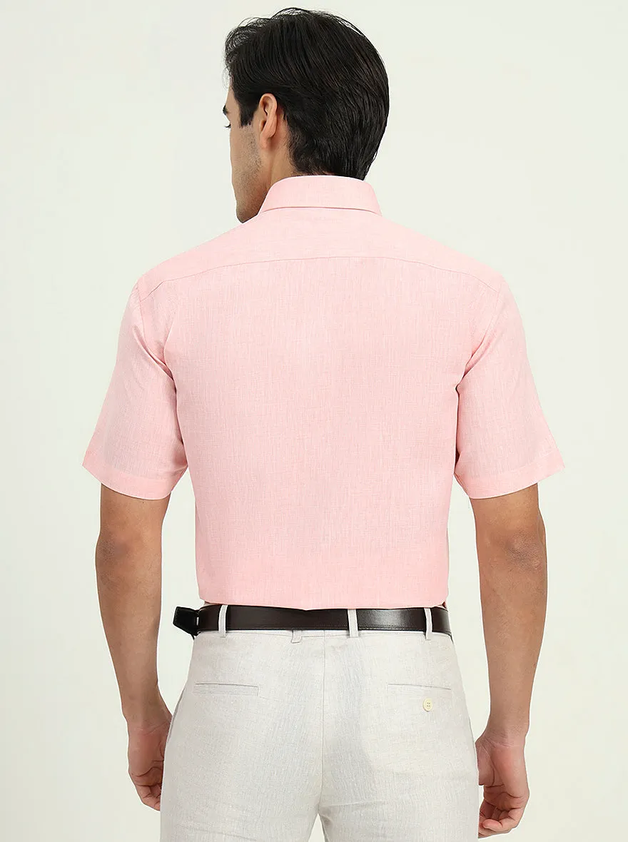 Light Pink Solid Regular Fit Formal Shirt | Greenfibre