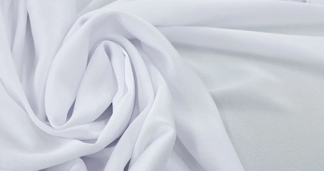 Lightweight Crepe Textured Polyester White