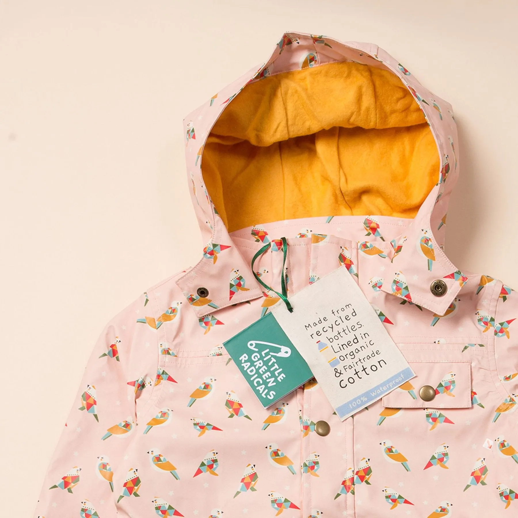 Little Green Radicals Origami Birds Waterproof Raincoat (3-6yrs)