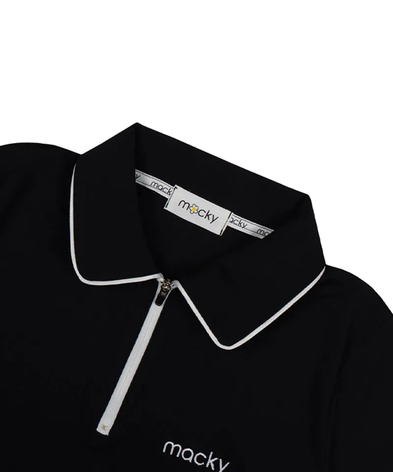 MACKY Golf: Cooling PK Zip-Up T-Shirt - Black