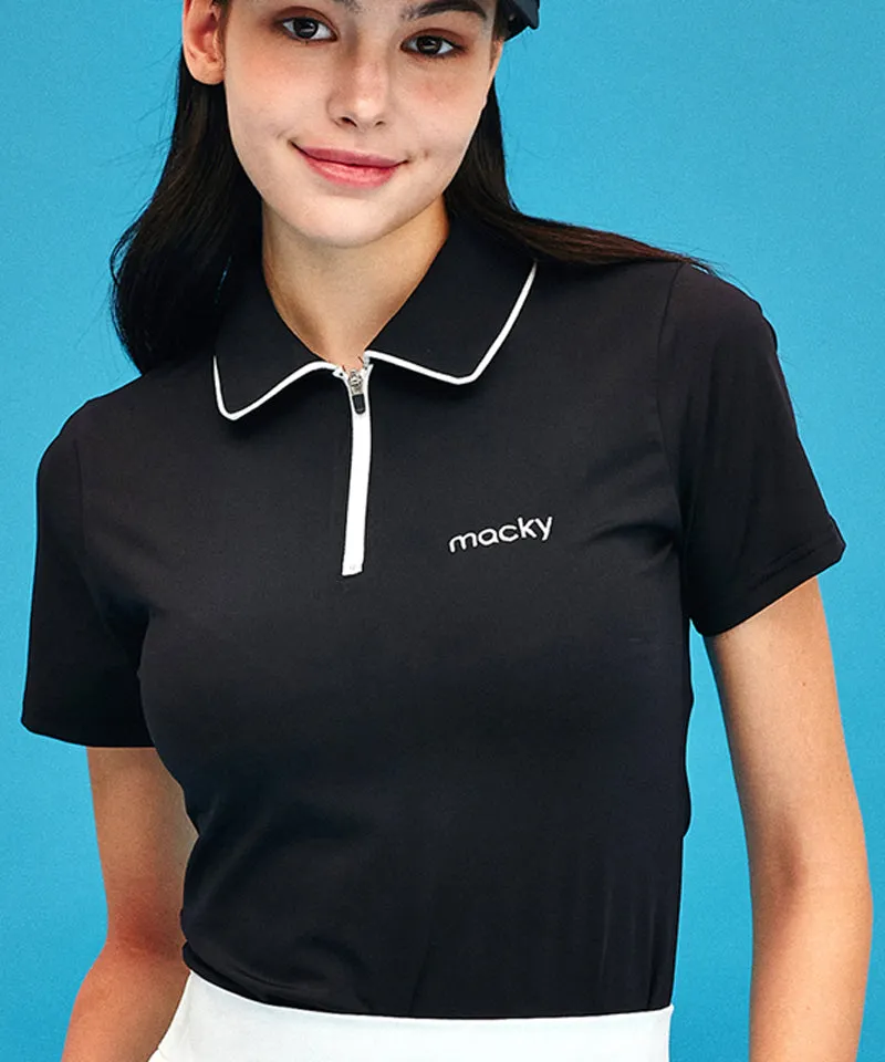 MACKY Golf: Cooling PK Zip-Up T-Shirt - Black