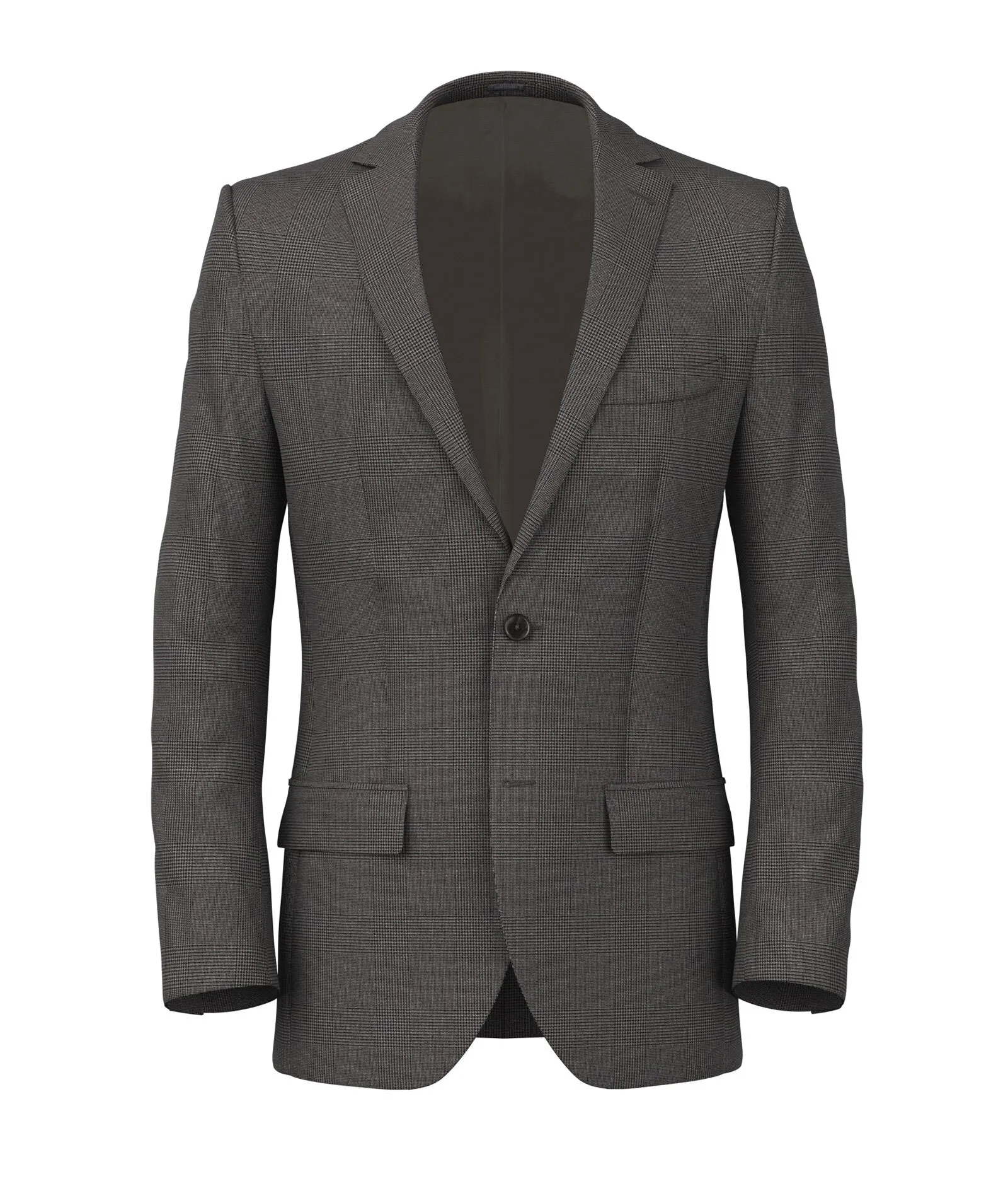Made-to-Measure Men's brown and grey Prince of Wales jacket in wool