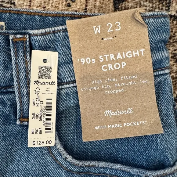 Madewell '90s Straight Crop Jeans • size 23 • NWT • NQ178