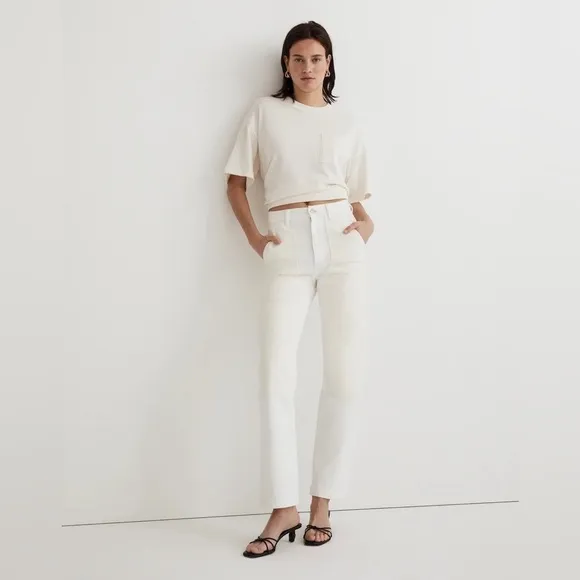 Madewell 90s Straight Jean Two-Tone Workwear Edition white and beige size 31