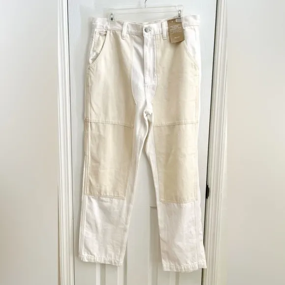 Madewell 90s Straight Jean Two-Tone Workwear Edition white and beige size 31