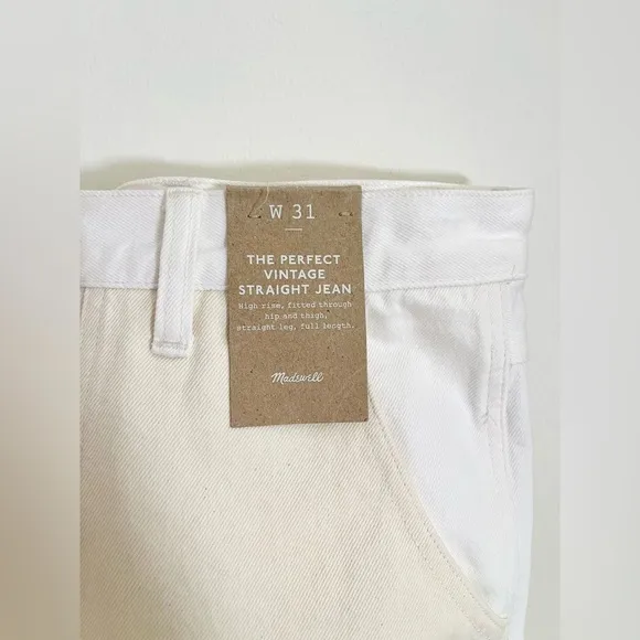 Madewell 90s Straight Jean Two-Tone Workwear Edition white and beige size 31