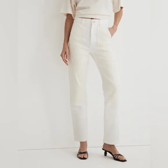 Madewell 90s Straight Jean Two-Tone Workwear Edition white and beige size 31