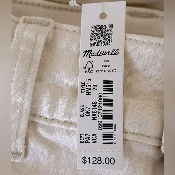 Madewell NWT The 90’s Straight Jeans Size 29 in Vintage Canvas | High Rise