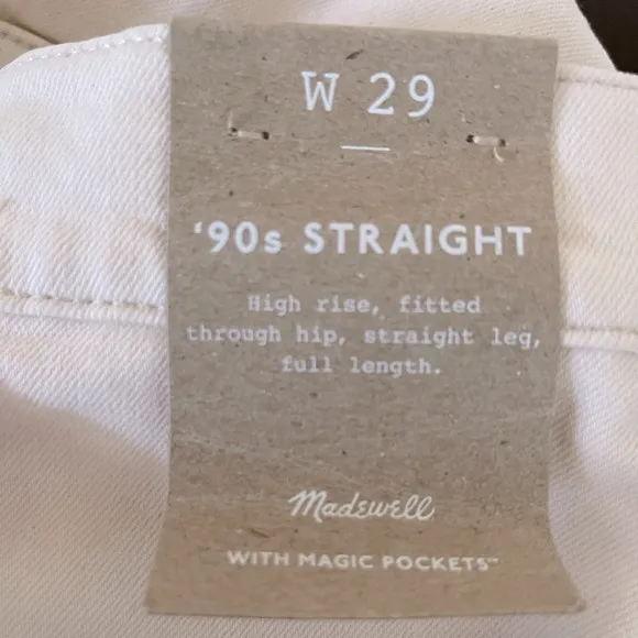 Madewell NWT The 90’s Straight Jeans Size 29 in Vintage Canvas | High Rise