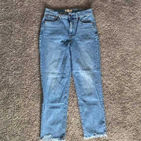 Madewell Perfect Vintage Denim Light Wash Cropped Frayed Hem Jeans, Women’s 29