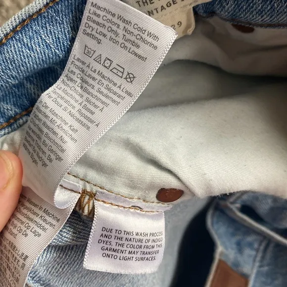 Madewell Perfect Vintage Denim Light Wash Cropped Frayed Hem Jeans, Women’s 29