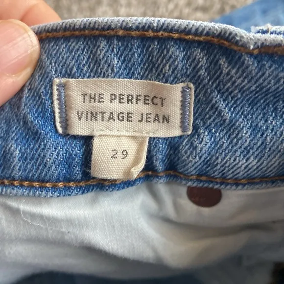 Madewell Perfect Vintage Denim Light Wash Cropped Frayed Hem Jeans, Women’s 29
