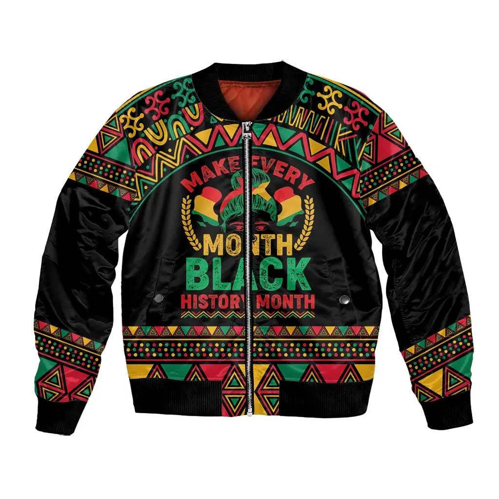 Make Every Month Black History Month Bomber Jacket African Pattern LT01