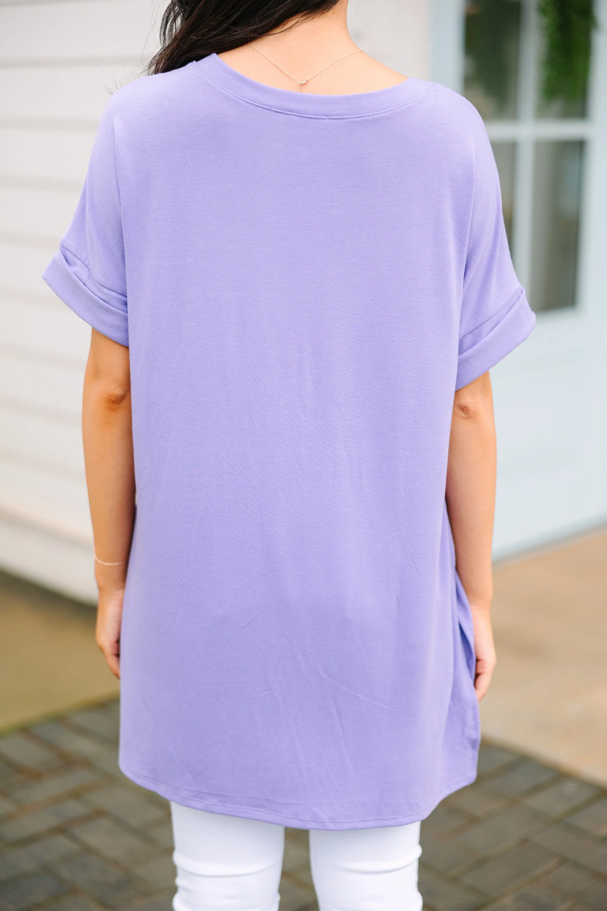 Make Your Life Easy Lavender Purple V-neck Top