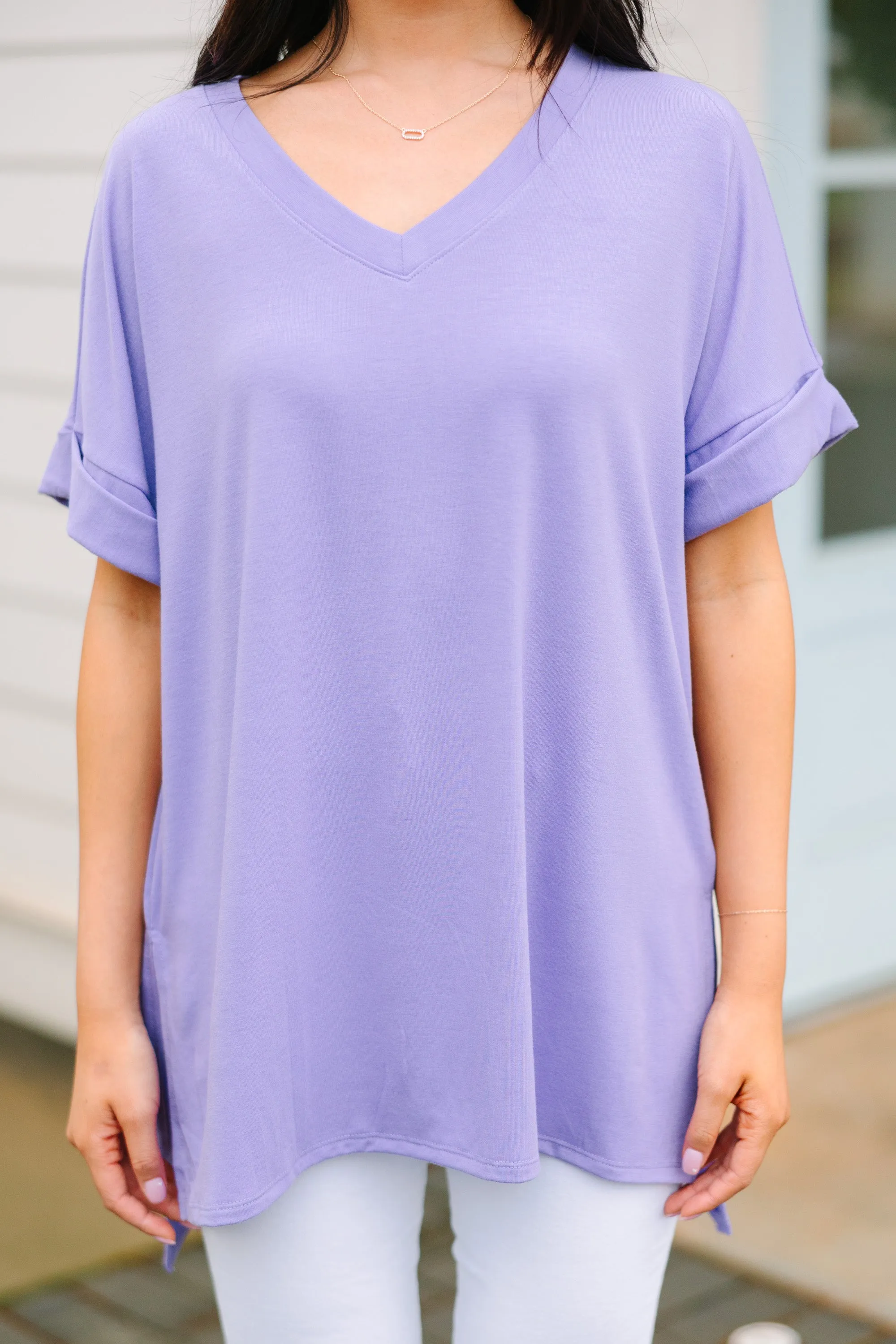Make Your Life Easy Lavender Purple V-neck Top