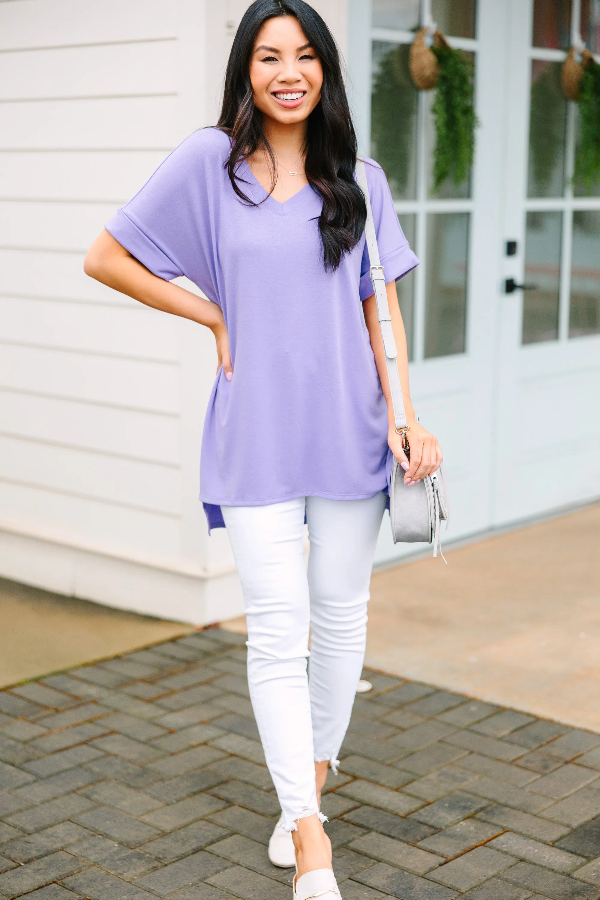 Make Your Life Easy Lavender Purple V-neck Top