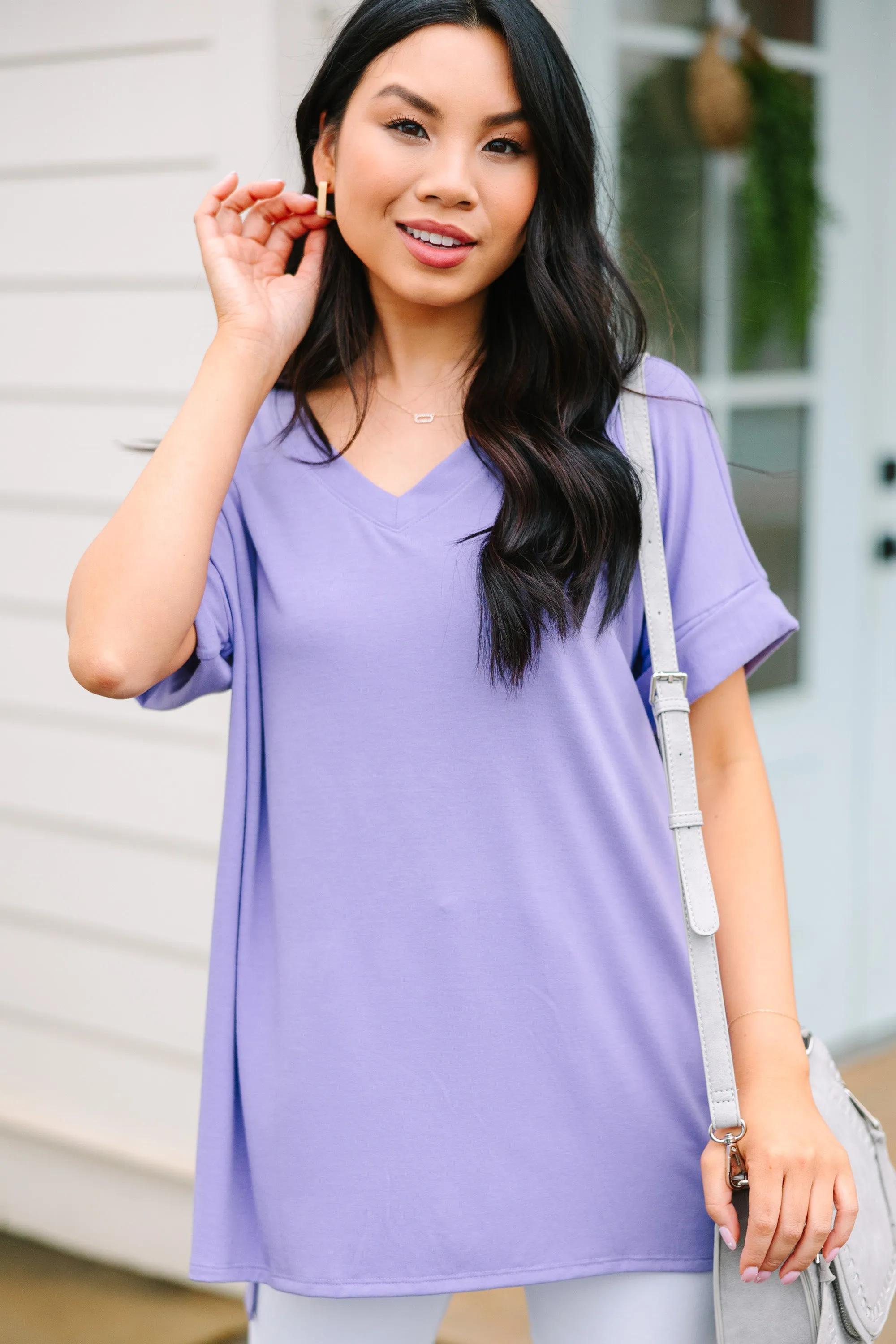 Make Your Life Easy Lavender Purple V-neck Top