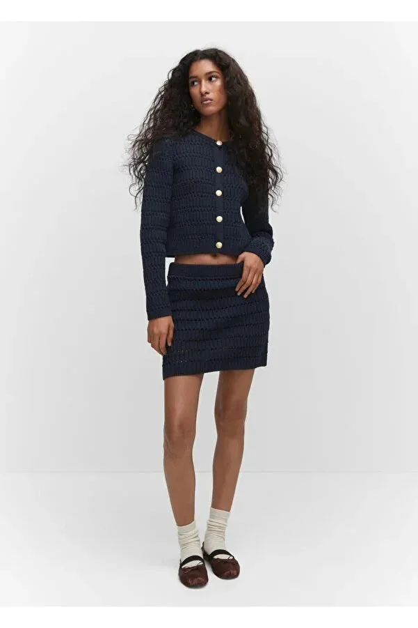 Mango Women's Perforated textured mini skirt