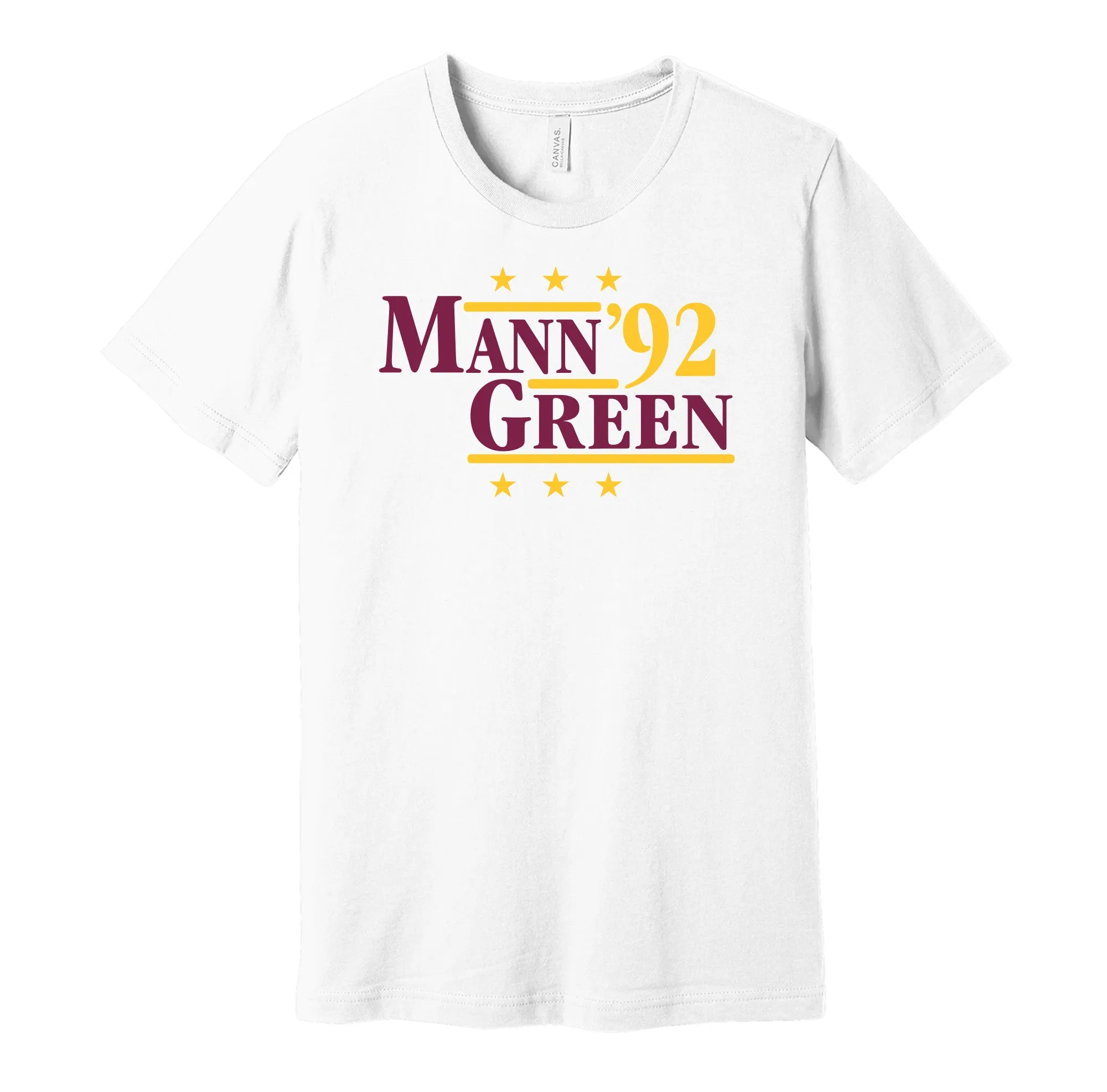 Mann & Green '92 - Washington Football Legends Political Campaign Parody T-Shirt - Hyper Than Hype Shirts
